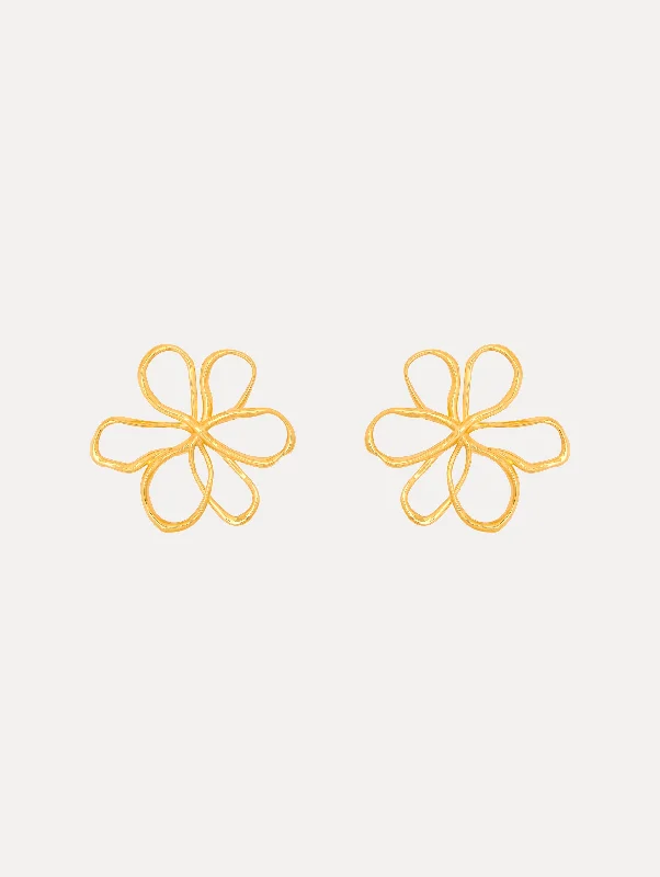 Hoop earrings with braided patterns for a detailed and textured finish-Small Threaded Flower Earrings