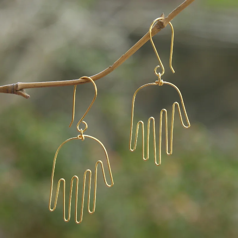 Best hoop earrings with butterfly motifs for a playful and whimsical appearance-Stretch Out Gold-Plated Balinese Dangle Earrings