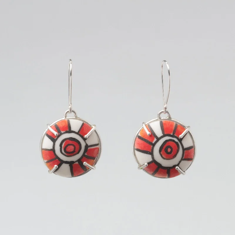 Best hoop earrings with geometric hexagon shapes for a modern, angular look-Sunflowers -	Red Dot Earrings