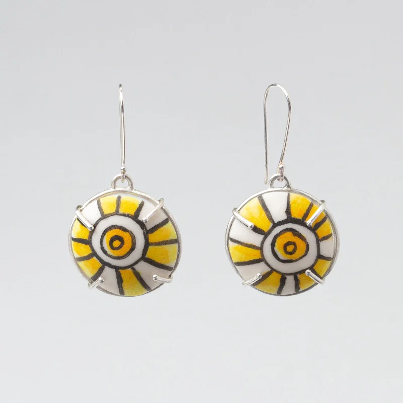 Best hoop earrings with butterfly motifs for a playful and whimsical appearance-Sunflowers -	Yellow Dot Earrings