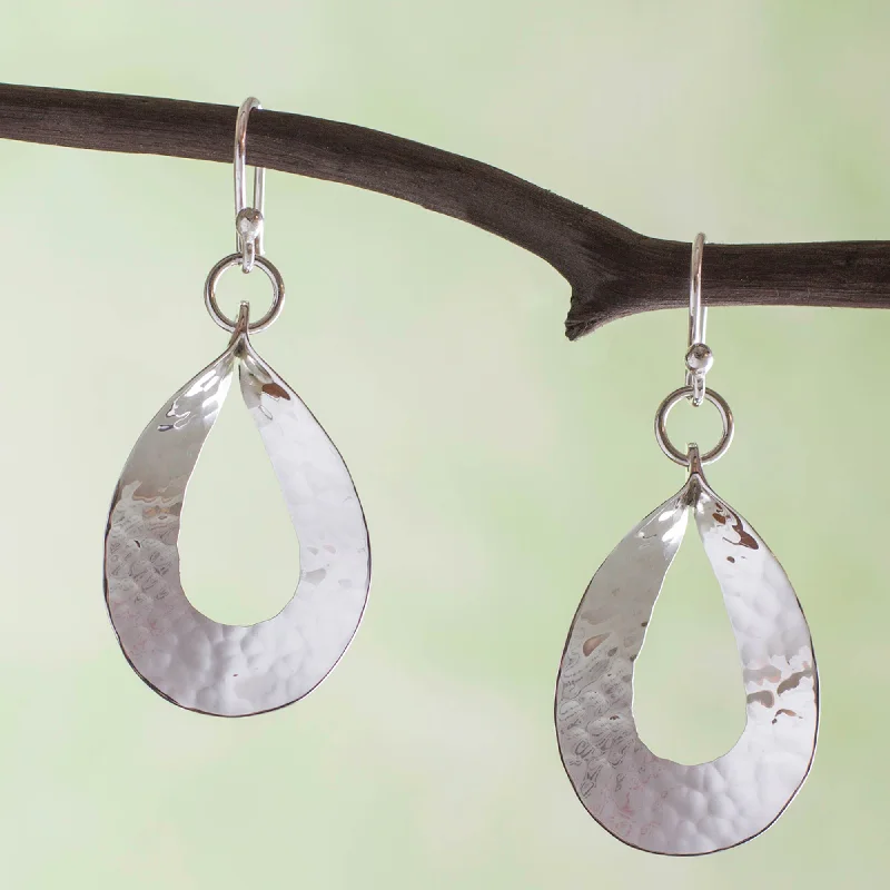 Hoop earrings with twisted leather for a chic and modern boho look-Taxco Modern Artisan Crafted Sterling Silver Earrings