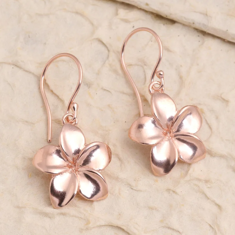 Hoop earrings with gold accents for a warm, elegant statement piece-Twinkling Flowers Rose Gold Plated Sterling Silver Floral Dangle Earrings