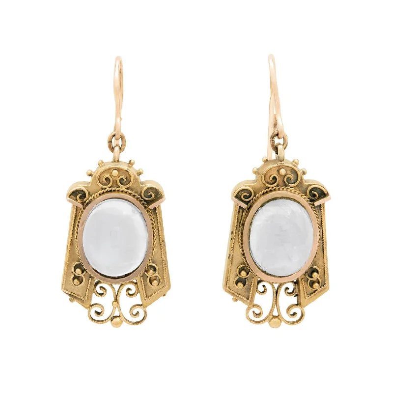 Best hoop earrings with minimal embellishments for a sleek and modern look-Victorian 14k Moonstone Etruscan Earrings