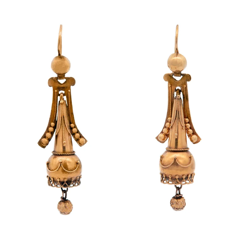 Medium hoop earrings for an everyday look with the perfect balance of style-Victorian 15k Etruscan Dangle Earrings