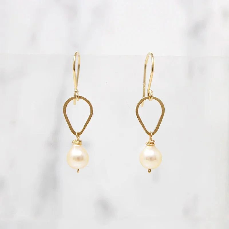 Best hoop earrings with textured silver for a rustic and organic finish-Vintage Pearl & Handmade Gold Detail Earrings by brunet