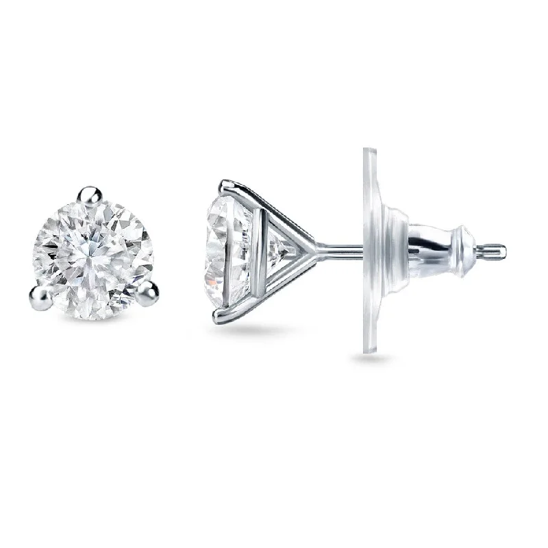 Stud Earrings with Filigree -14k Gold 1/2ct TDW 3 prong Lock Back Round Diamond Stud Earrings by Auriya (H-I, SI1-SI2)