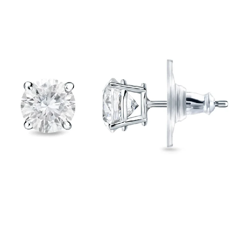 Oval Stud Earrings for Grace -14k Gold 1/2ct TDW Locking Back Round Diamond Stud Earrings by Auriya ( H-I, SI1-SI2)