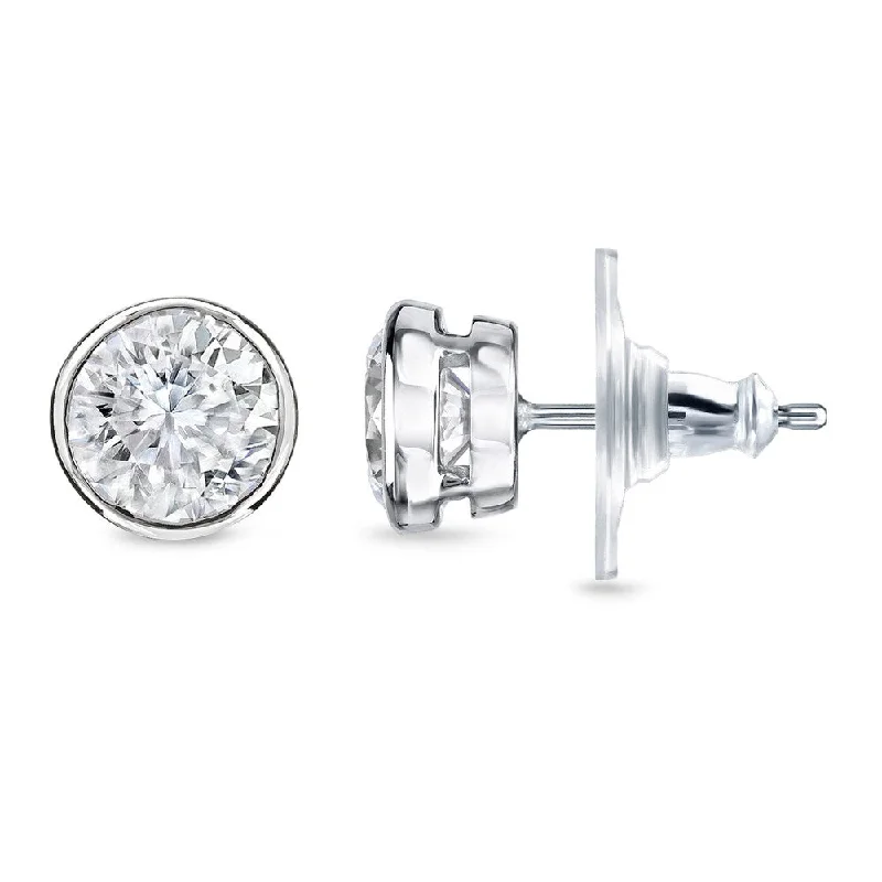 Floral Stud Earrings with Petals -14k Gold 1/2ct TDW Round Diamond Bezel Stud Earrings by Auriya (H-I, SI1-SI2)