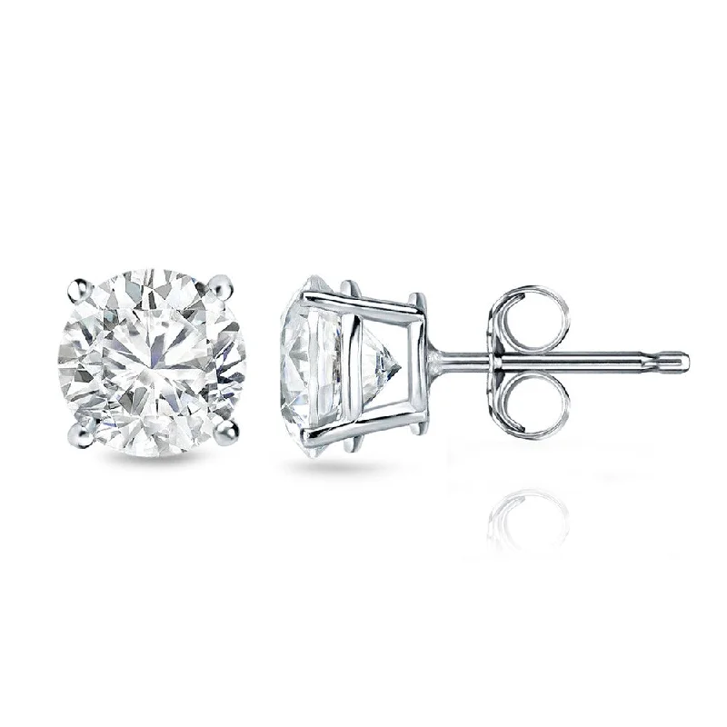 Floral Stud Earrings with Petals -14k Gold Round 1 1/4ct TW Clarity Enhanced Diamond Stud Earrings (G-H, I2-I3)