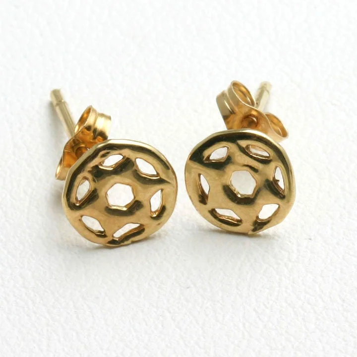 Stud Earrings with Abstract Designs -14k yellow gold Jewish Star of David Stud Earrings Encircled