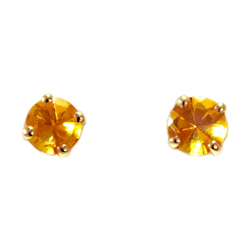 Adjustable Stud Earrings for Custom Fit -14K Gold Round Citrine Stud Earrings