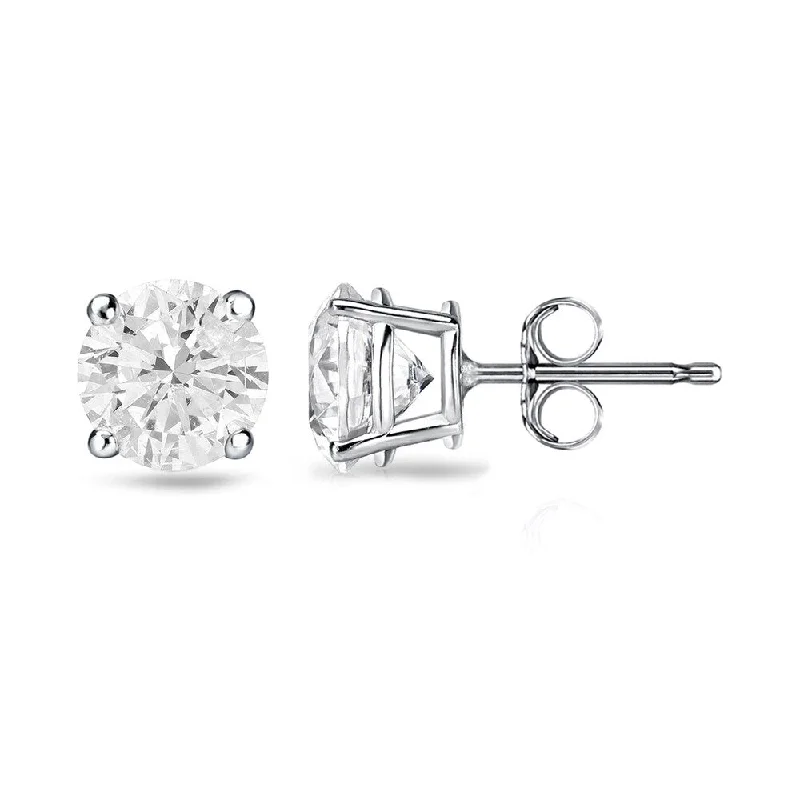 Stud Earrings with Rhinestones -18k Gold 1 1/4ct TW Round Clarity Enhanced Diamond Stud Earrings