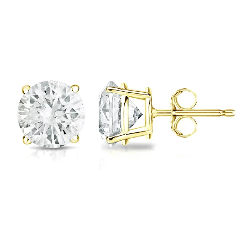 Stud Earrings for Evening Gown -18k Gold 1 1/4ct TW Round Clarity Enhanced Diamond Stud Earrings (J-K, SI1-SI2)