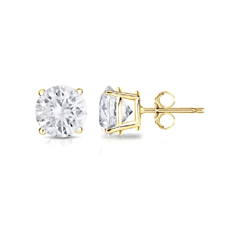 Stud Earrings for Fitness Activities -18k Gold Round 3/4ct TW Clarity Enhanced Diamond Stud Earrings (H-I, SI1-SI2)