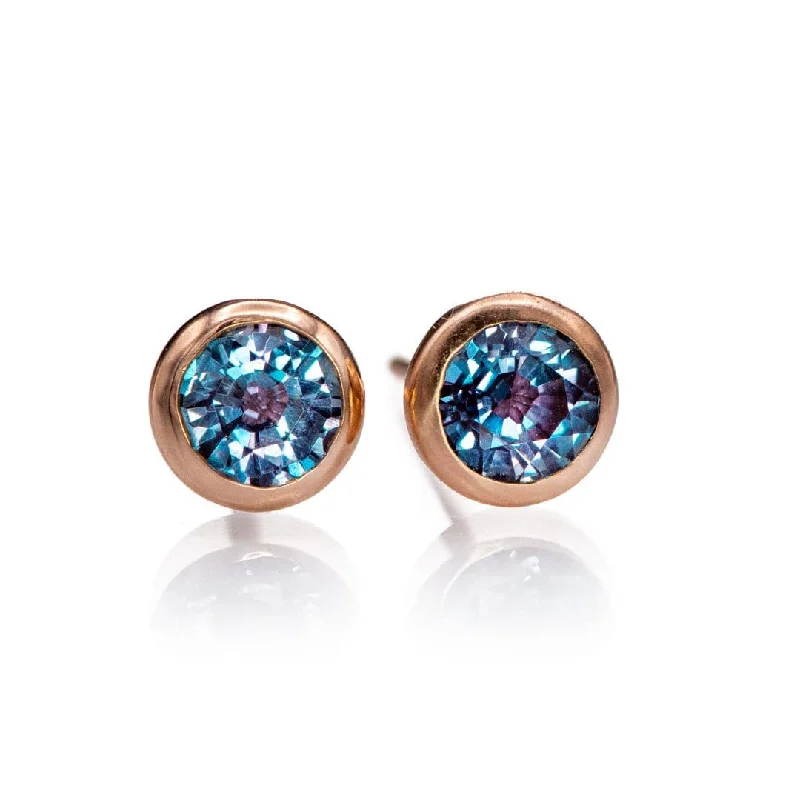 Gemstone Stud Earrings for Color -4mm Lab Alexandrite Gold or Platinum Martini Stud Earrings