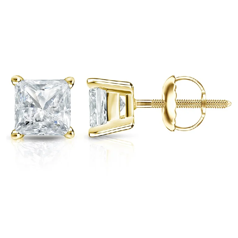 Maximalist Stud Earrings for Bling -Auriya 1 1/2ctw Princess-cut Diamond Stud Earrings 14k Gold (I-J, SI2-SI3)