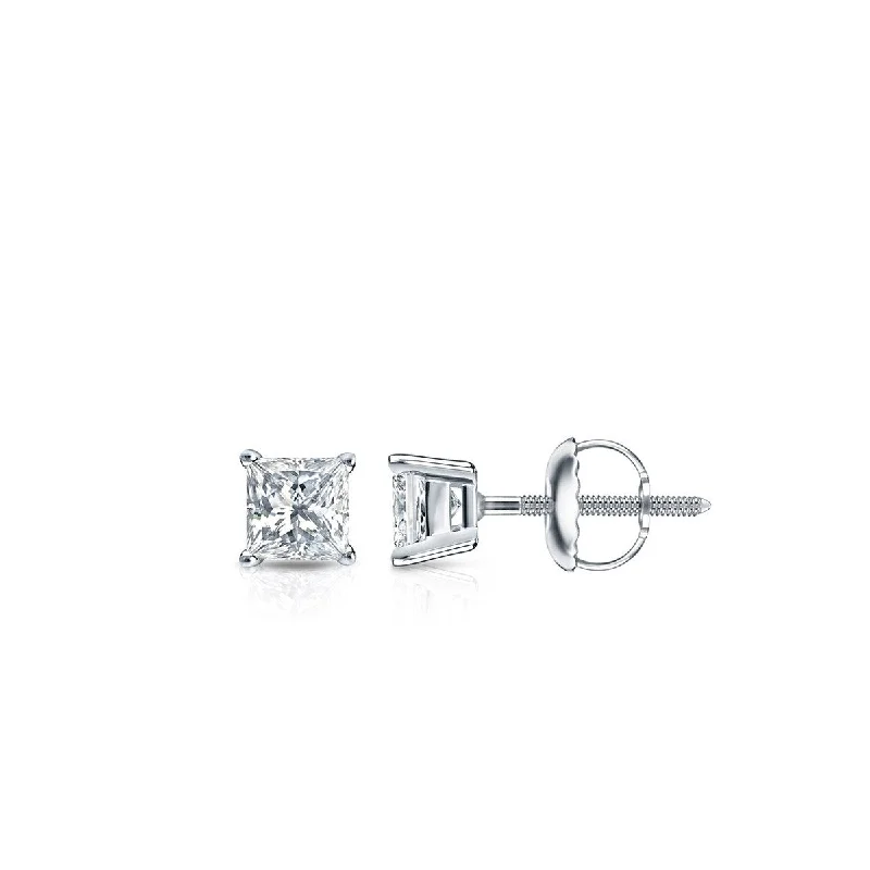 Stud Earrings for Beach Outfit -Auriya 1/4ctw Princess-cut Diamond Stud Earrings 14k Gold