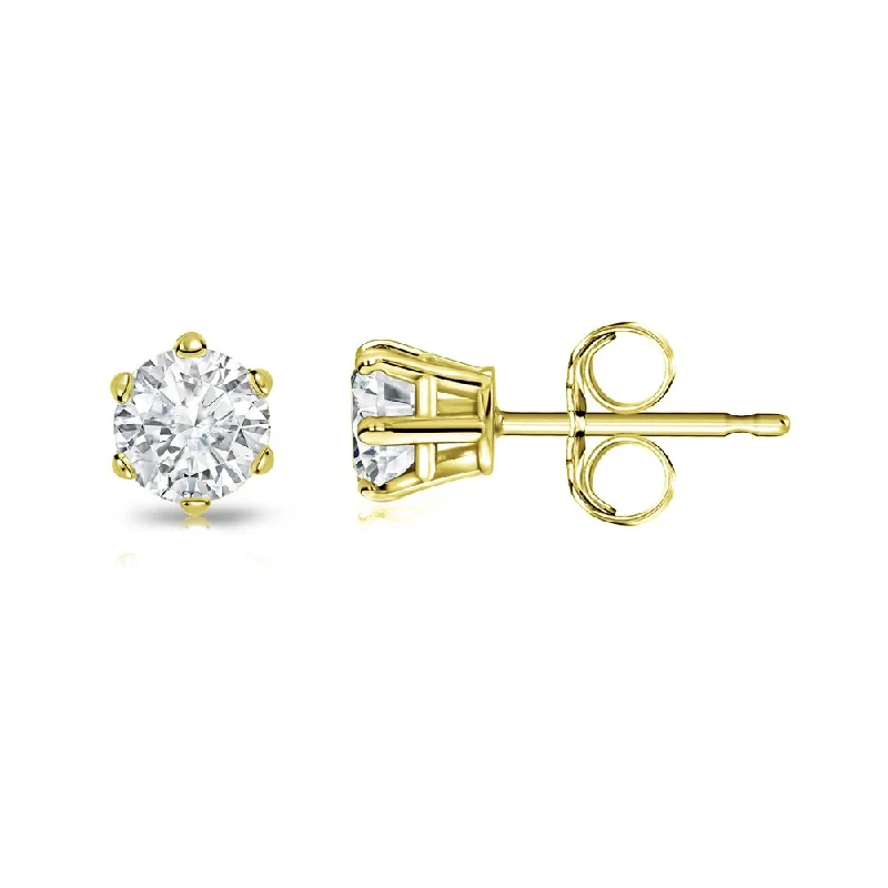 Stud Earrings for Evening Gown -Auriya 1/4ctw Round Diamond Stud Earrings 14k Gold 6-Prong (I-J, I1-I2)