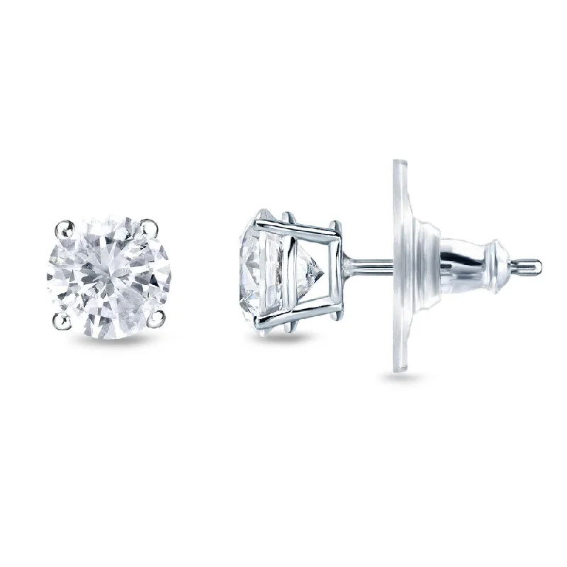 Stud Earrings with Floral Motifs -Auriya 1/4ctw Round Diamond Stud Earrings 14k Gold Locking Back (H-I, SI1-SI2)