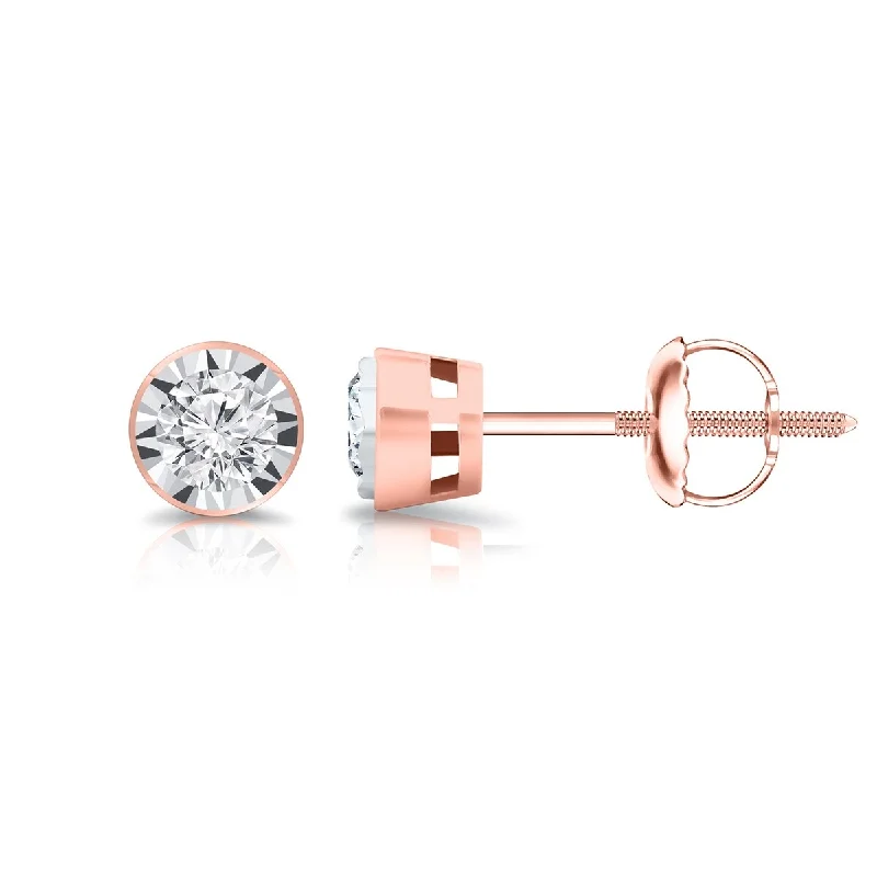 Stud Earrings for Work Attire -Auriya 1/5ctw Bezel-set Diamond Stud Earrings 14k Gold