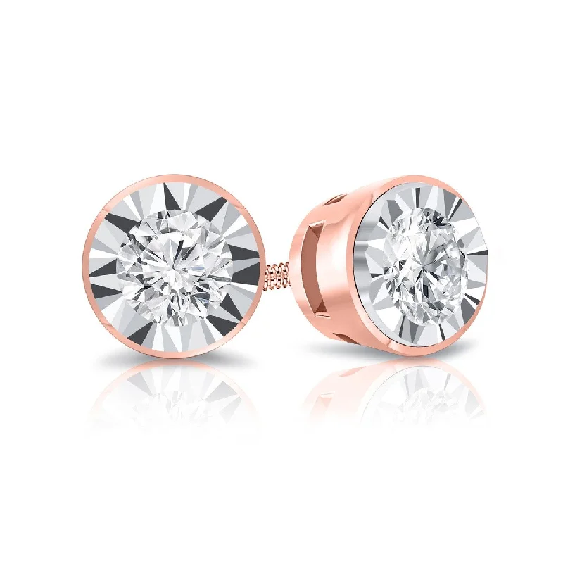 Stud Earrings for Casual Outfit -Auriya 1/6ctw Bezel-set Diamond Stud Earrings 14k Gold (G-H, I1-I2)