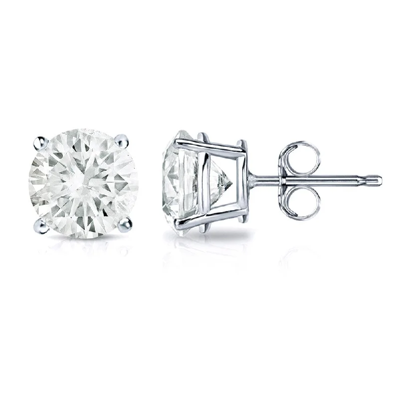 Leverback Stud Earrings for Comfort -Auriya 14k Gold 1 1/2ct TDW Round Solitaire Diamond Stud Earrings