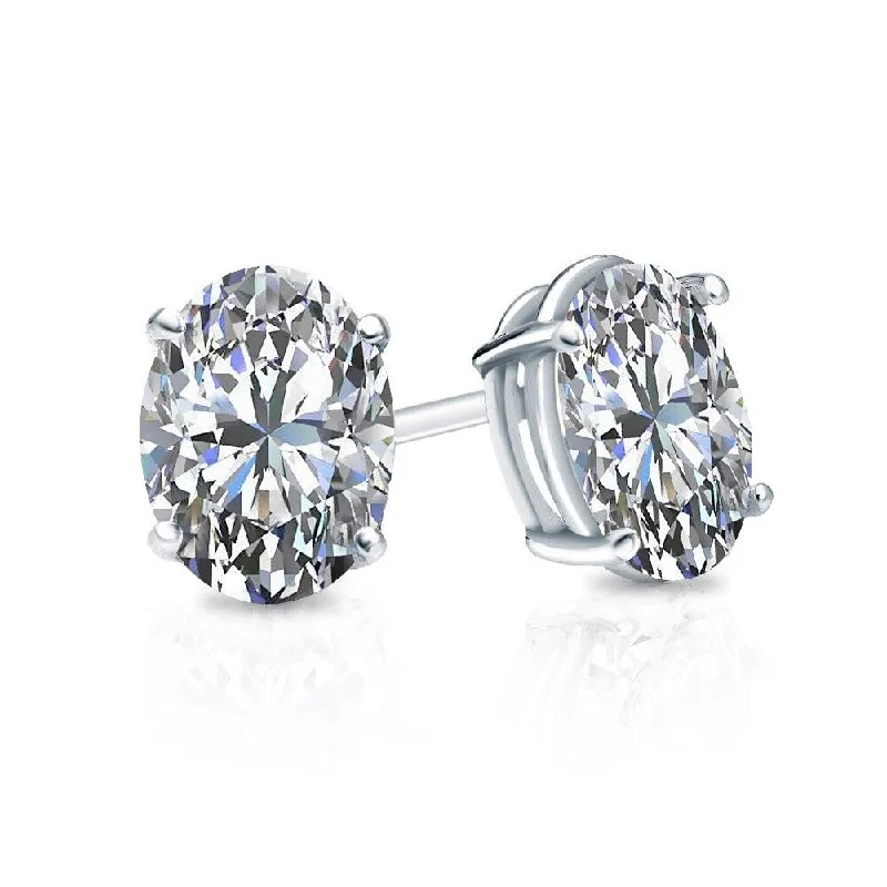 Stud Earrings with Leaf Motifs -Auriya 14k Gold 1/2ctw Oval Diamond Stud Earrings (G-H, VS1-VS2)