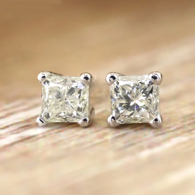 Gold Stud Earrings for Women -Auriya 14k Gold 1/2ctw Princess-cut Diamond Stud Earrings (J-K, I2-I3)