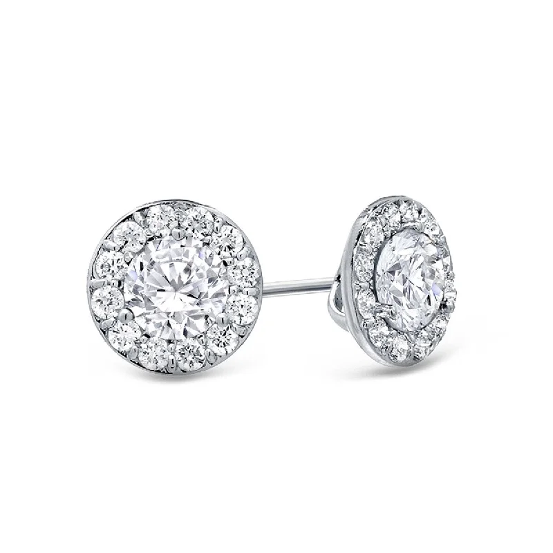 Stud Earrings with Polished Shine -Auriya 14k Gold 1/2ctw Round Halo Diamond Stud Earrings (H-I, SI1-SI2)