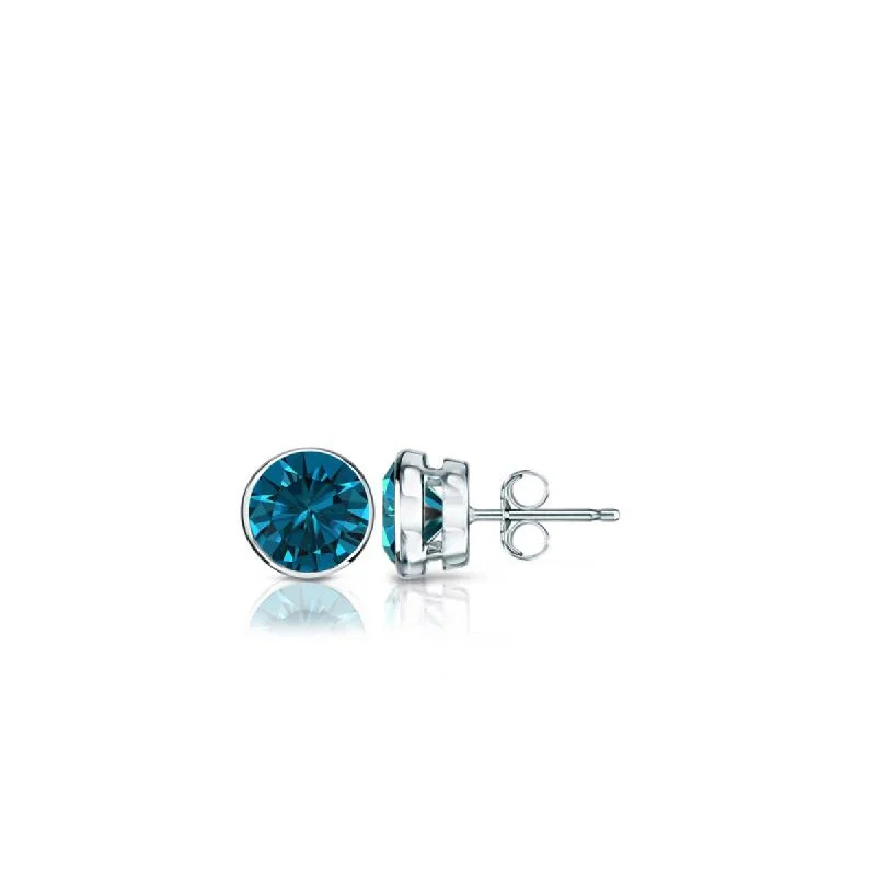 Lead Free Stud Earrings for Health -Auriya 14k Gold 1/4ctw Blue Diamond Stud Earrings Bezel-set (I1-I2)