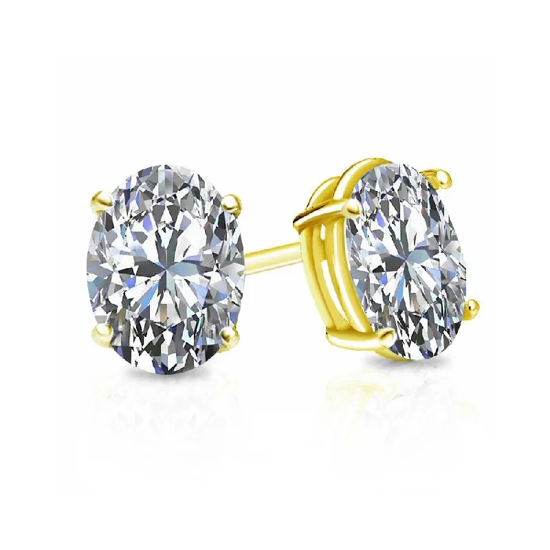 Stud Earrings for Birthday Celebration -Auriya 14k Gold 1ctw Oval Diamond Stud Earrings (G-H, VS1-VS2)