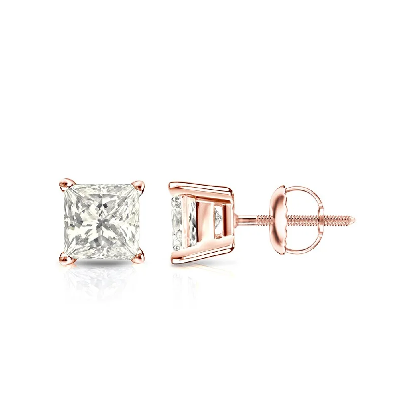 Stud Earrings for Shopping Trip -Auriya 14k Gold 1ctw Princess-cut Diamond Stud Earrings (J-K, I2-I3)