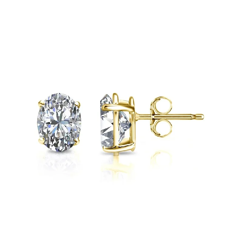 Stud Earrings with Knot Designs -Auriya 14k Gold 3/5ctw Oval Diamond Stud Earrings (G-H, VS1-VS2)