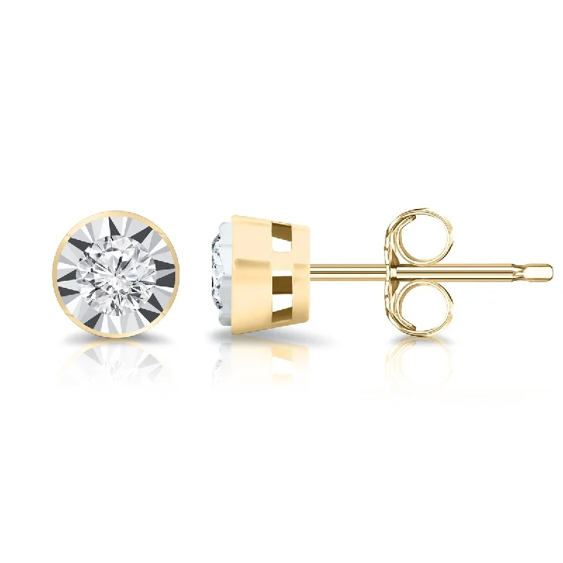 Heart Shaped Stud Earrings for Love -Auriya 14k Gold 3/8ctw Round Diamond Stud Earrings Bezel-set (G-H, I1-I2)