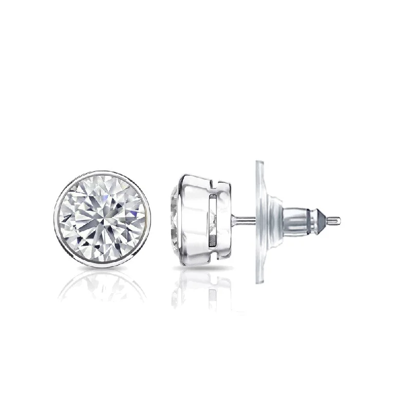 Stud Earrings with Polished Shine -Auriya 14k Gold Certified 1.20 ct. TDW Secure-Lock Bezel Set Round Diamond Stud Earrings