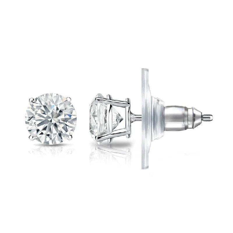 Stud Earrings for Work Attire -Auriya 14k Gold Certified 1.20 ct. TDW Secure-Lock Round Diamond Stud Earrings