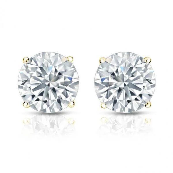 Stud Earrings with Vine Designs -Auriya 14k Gold GIA Certified 2.70 ct. TDW Secure-Lock Round Diamond Stud Earrings