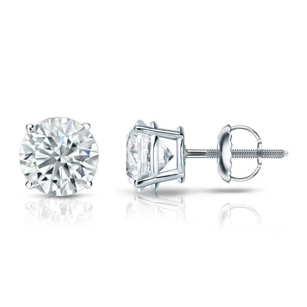 Stud Earrings with Chevron Designs -Auriya 14k Gold GIA Certified 3.70 carat TDW Round Diamond Stud Earrings