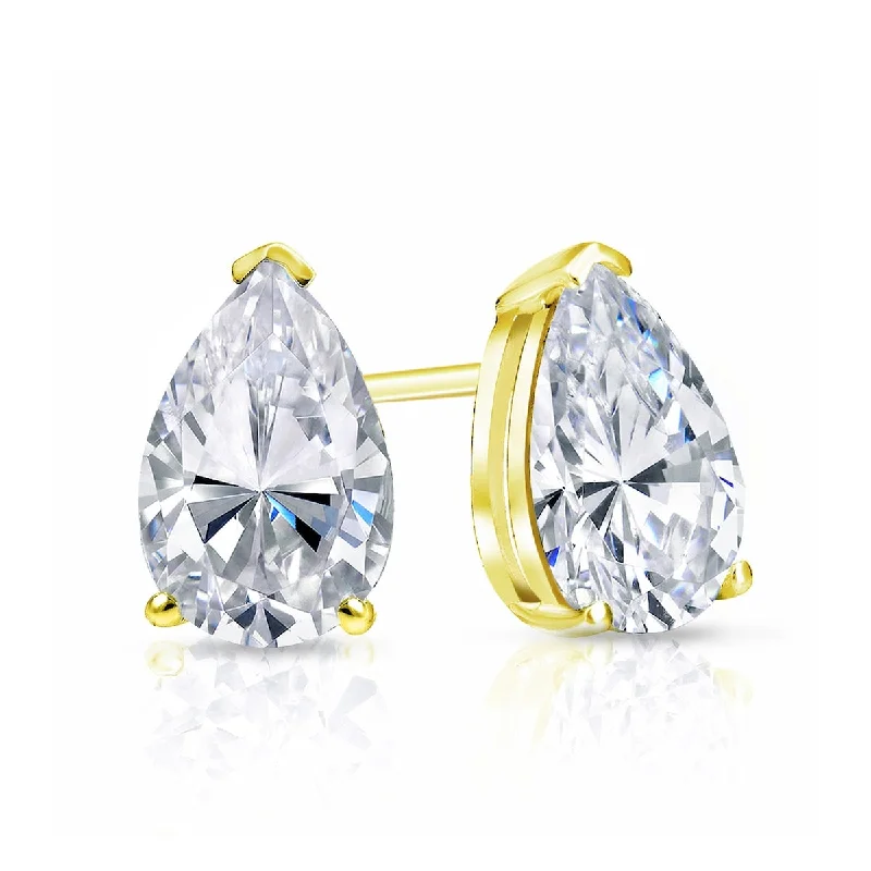 Stud Earrings with Floral Motifs -Auriya 1ctw Pear-cut Diamond Stud Earrings 14k Gold (G-H, SI1-SI2)