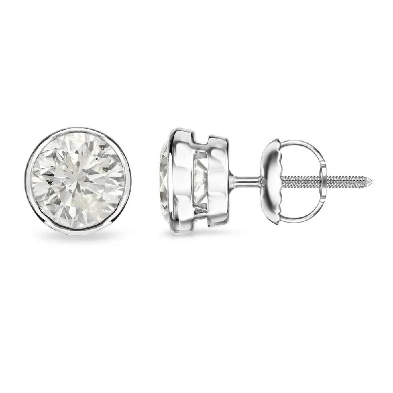 Stud Earrings with Star Motifs -Auriya 1ctw Round Diamond Stud Earrings 14k Gold Bezel-set