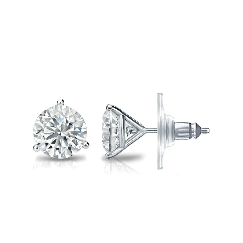 Stud Earrings for Party Look -Auriya 2ctw 3 Prong Martini Set Round Diamond Stud Earrings 14K Gold Certified