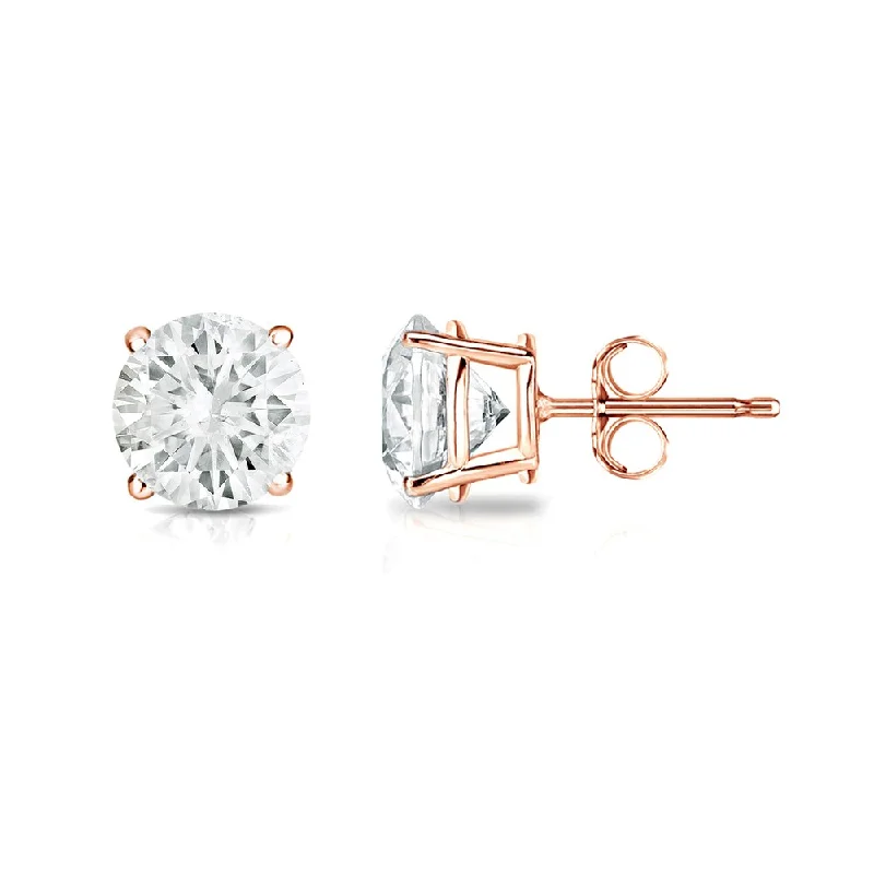 Stud Earrings for Festival Style -Auriya Round Diamond Stud Earrings 1/2ct TDW Clarity Enhanced 14k Gold (J-K, SI1-SI2)