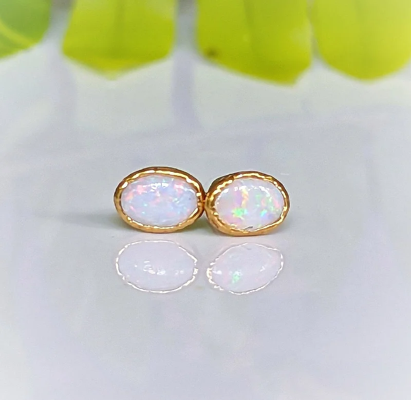 Stud Earrings for Birthday Celebration -White Australian Opal stud earrings