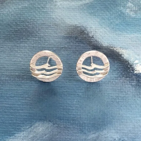 Stud Earrings with Animal Motifs -Wave Stud Earrings - 30E