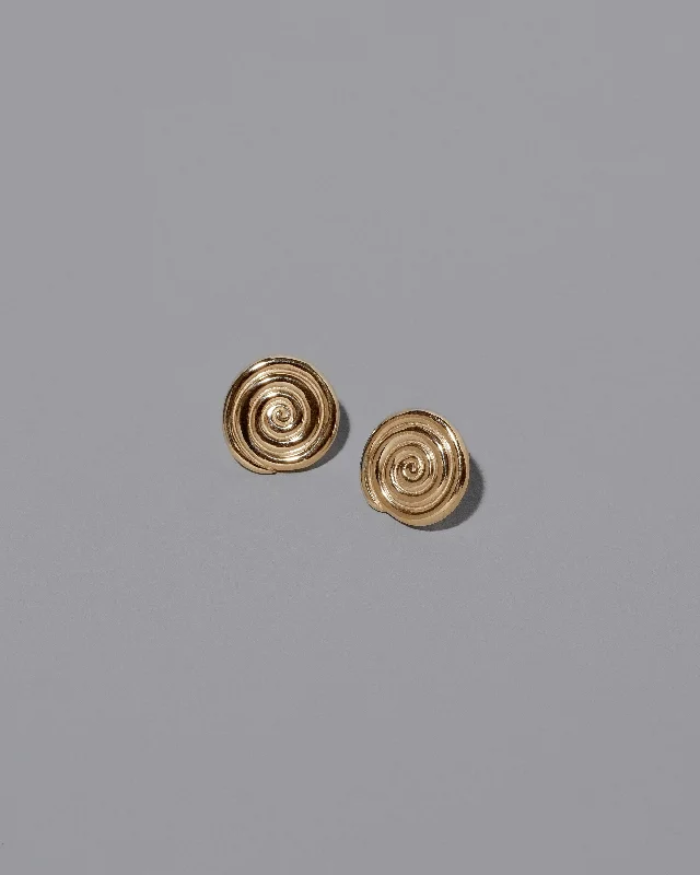 Floral Stud Earrings with Petals -Serpentinite Stud Earrings  - Solid Gold