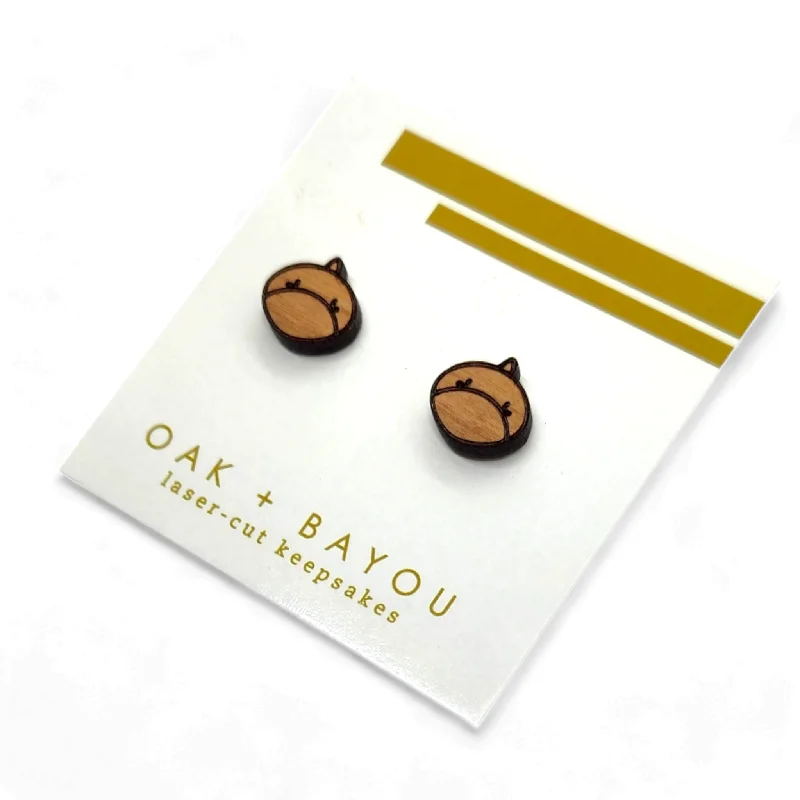 African Stud Earrings with Culture -Cutie Narwhal Wood Stud Earrings