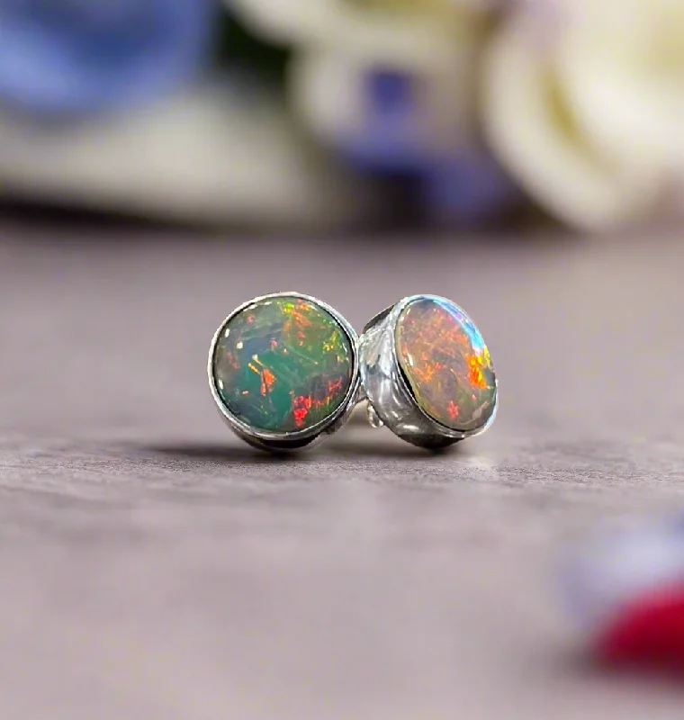 Stud Earrings with Debossed Designs -Dowdy Opal Stud Earrings