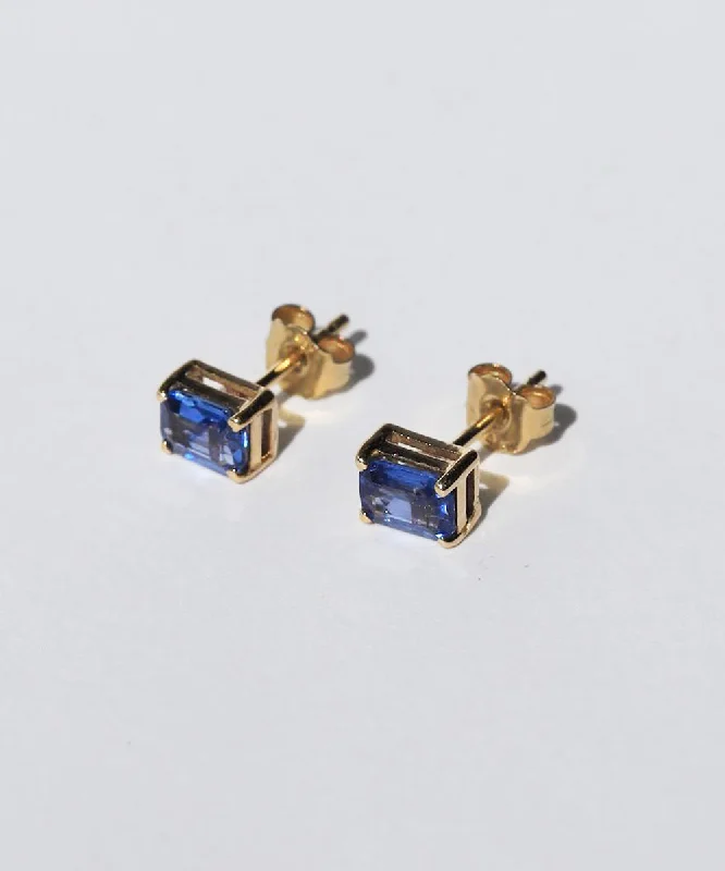 Tarnish Resistant Stud Earrings for Longevity -Blue Sapphire Prong Stud Earrings