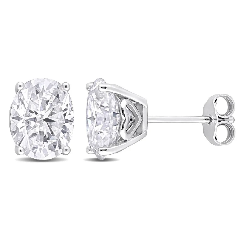 Push Back Stud Earrings for Convenience -Eternally Yours 4ct DEW Oval Created Moissanite Stud Earrings in Sterling Silver