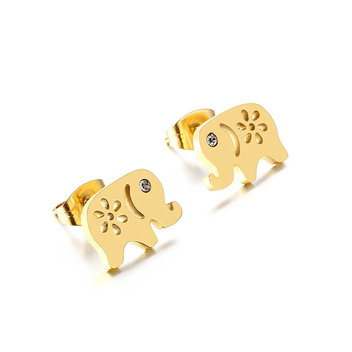 Stud Earrings with Rhinestones -Fashion Stainless Steel Elephant Stud Earrings Wholesale Gooddiy